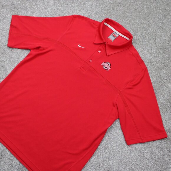 Nike Ohio State Buckeyes Polo Shirt Men Medium Red FitDry Polyester S/S Pullover - Picture 3 of 15